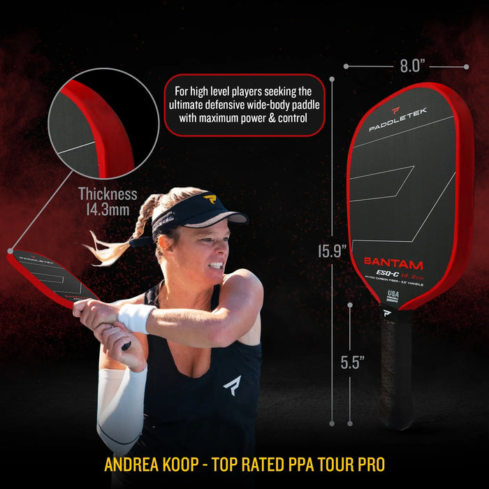 Paddletek Bantam ESQ-C 14.3 mm Pickleball Paddle: Precision, Power, and Control on sale at Badminton Warehouse