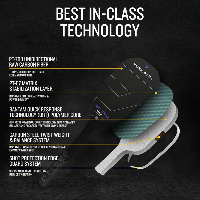 Paddletek Bantam ESQ-C 14.3 mm Pickleball Paddle: Precision, Power, and Control on sale at Badminton Warehouse