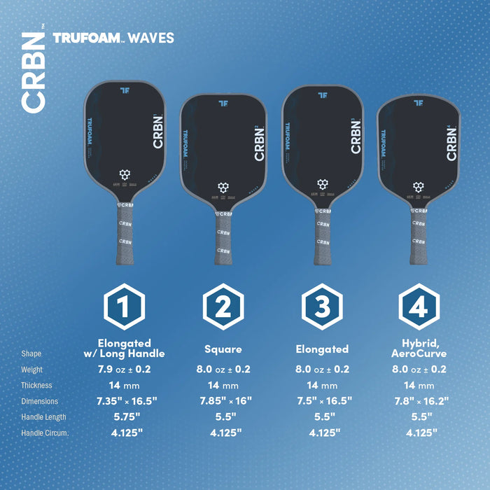 CRBN¹ TruFoam Waves Pickleball Paddle (Elongated, Long Handle)on sale at Badminton Warehouse