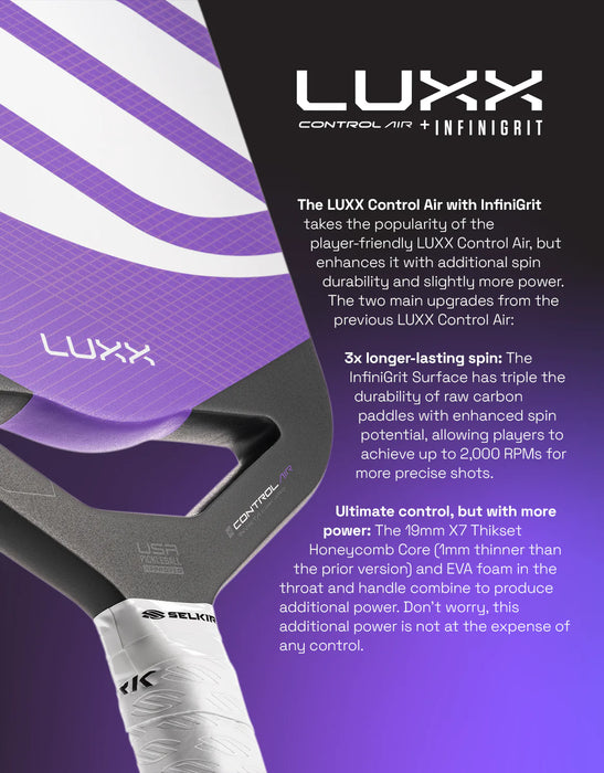 Selkirk LUXX Control Air Epic Pickleball Paddle with InfiniGrit on sale at Badminton Warehouse