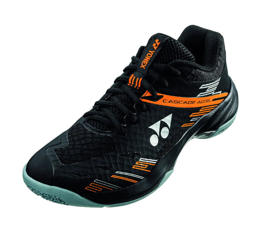 Yonex PC Cascade Accel (Wide) Black/Orange Badminton Court Shoes 2024 on sale at Badminton Warehouse
