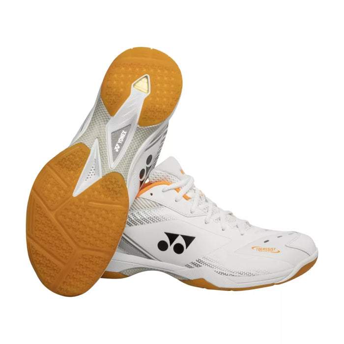 Yonex Power Cushion PC 65Z3 (Wide) Badminton Shoe (White/Orange) on sale at Badminton Warehouse