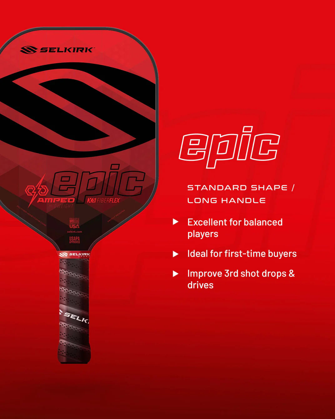 Selkirk Amped Epic Pickleball Paddle on sale at Badminton Warehouse