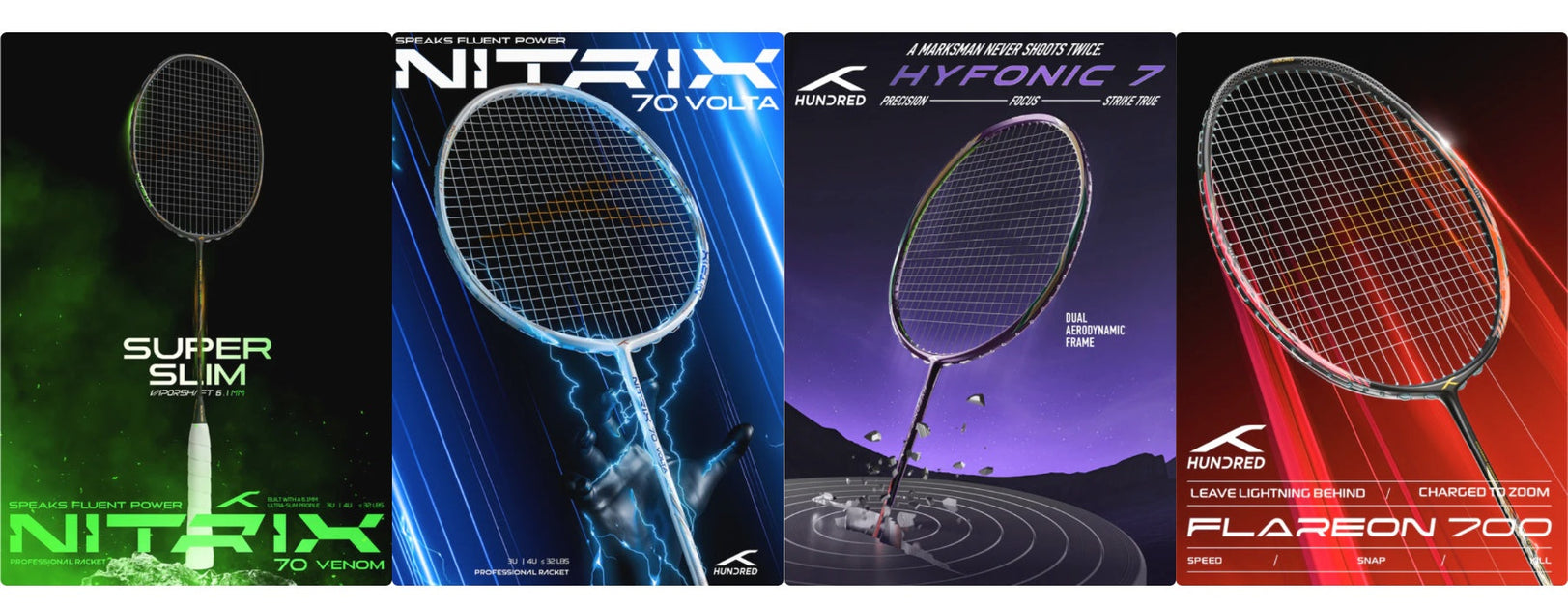 Hundred Badminton Rackets - 2025