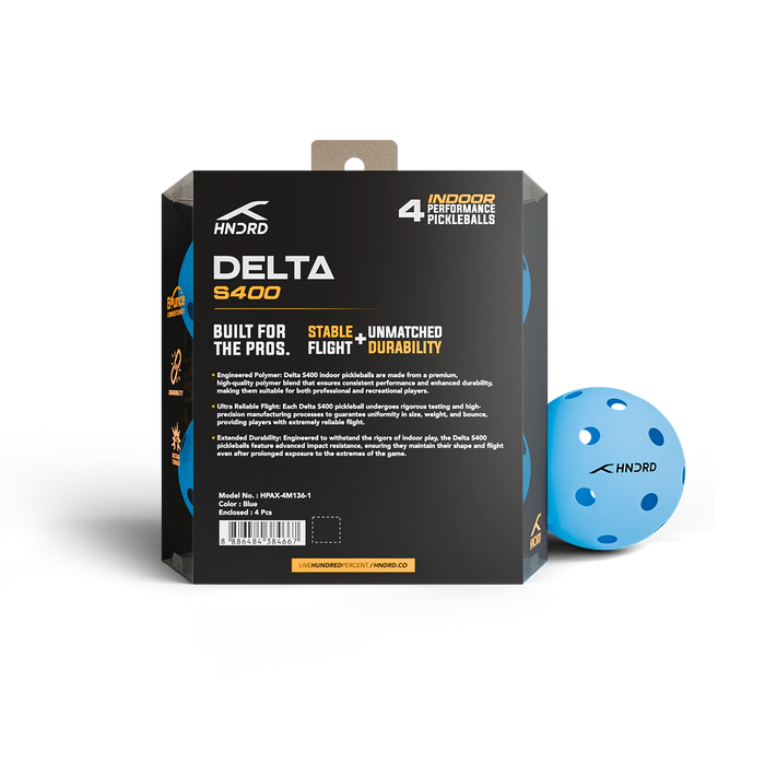 Hundred Delta S400 Indoor Pickleballs (Pack of 4) on sale at Badminton Warehouse