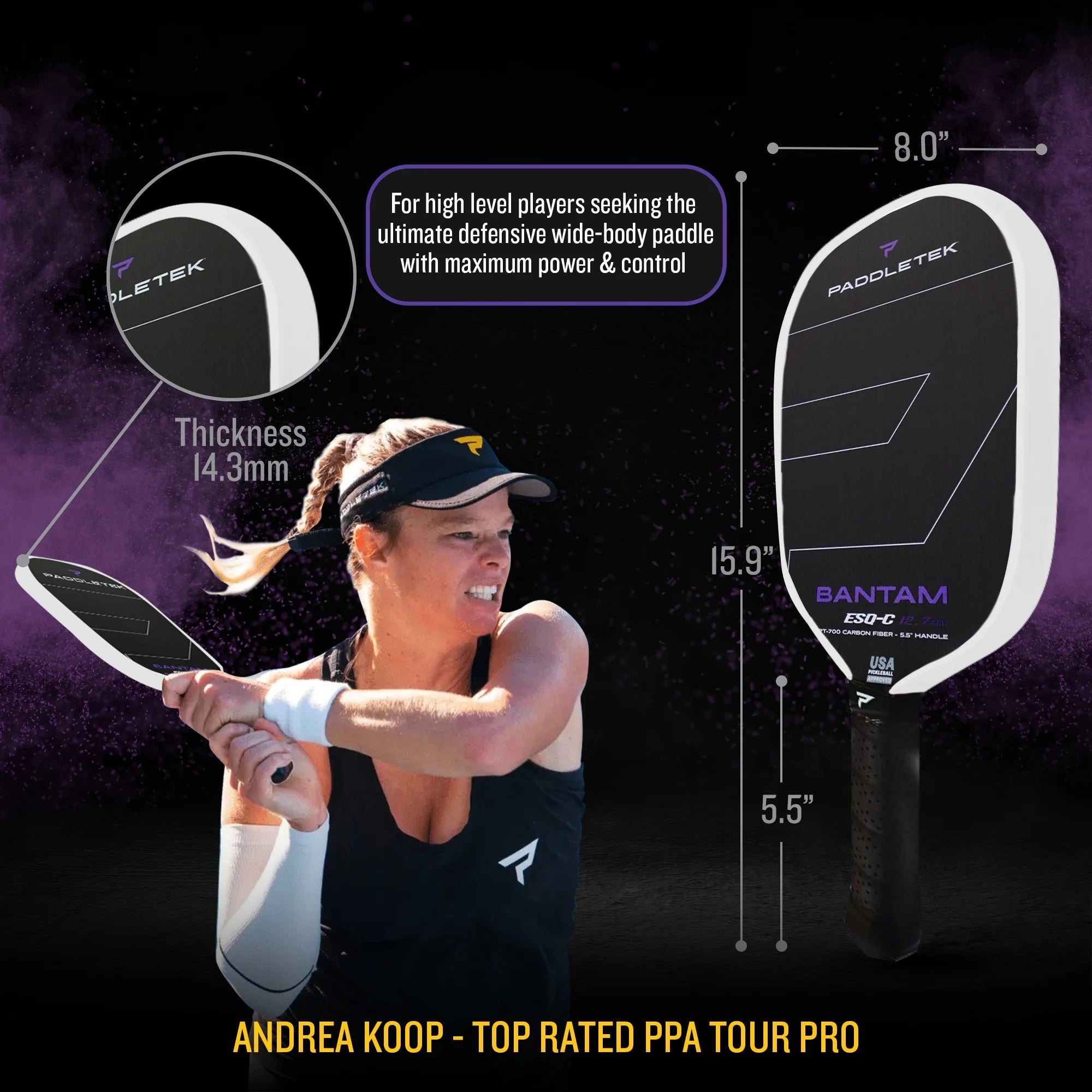Paddletek Bantam ESQ-C 12.7mm Pickleball Paddle