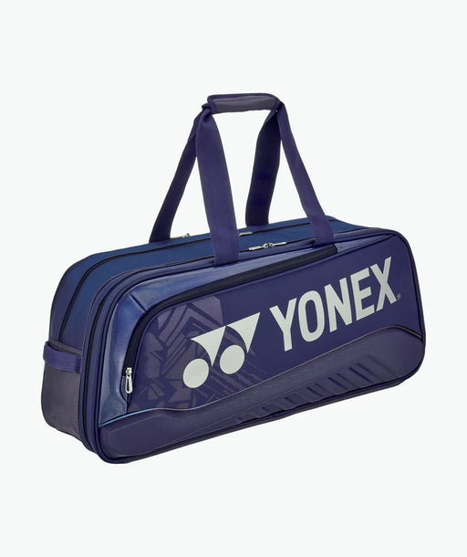 Yonex Expert Tournament Bag BAG02531W in Navy Blue with top carry handles, zippered compartments and large white Yonex logo