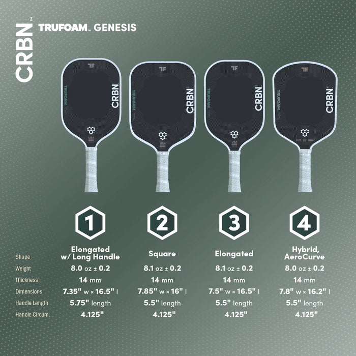 CRBN⁴ TruFoam Genesis (Hybrid, Aerocurve) Pickleball Paddle on sale at Badminton Warehouse