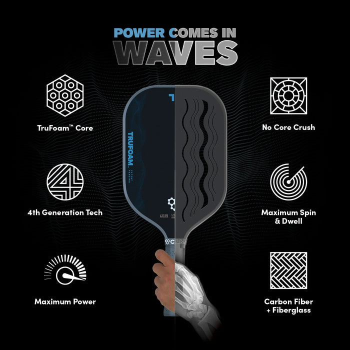 CRBN⁴ TruFoam Waves Pickleball Paddle (Hybrid, AeroCurve)