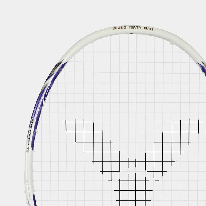 Victor DriveX 12 ZSW 2.0 AJ racket head with Legend Never Ends frame detail