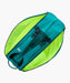 Yonex Pro Racquet Bag 6 BA92426 Teal Green opened to show padded backpack straps and bright green interior compartments