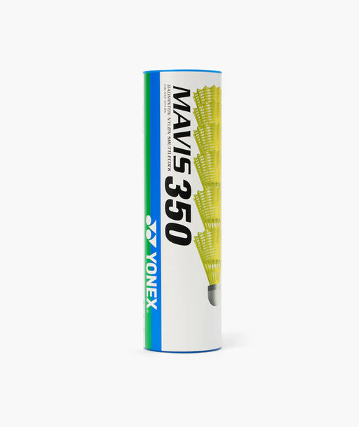 Yonex Mavis 350 Nylon Badminton Shuttlecocks Yellow Medium Speed on sale at Badminton Warehouse. Full Tube View
