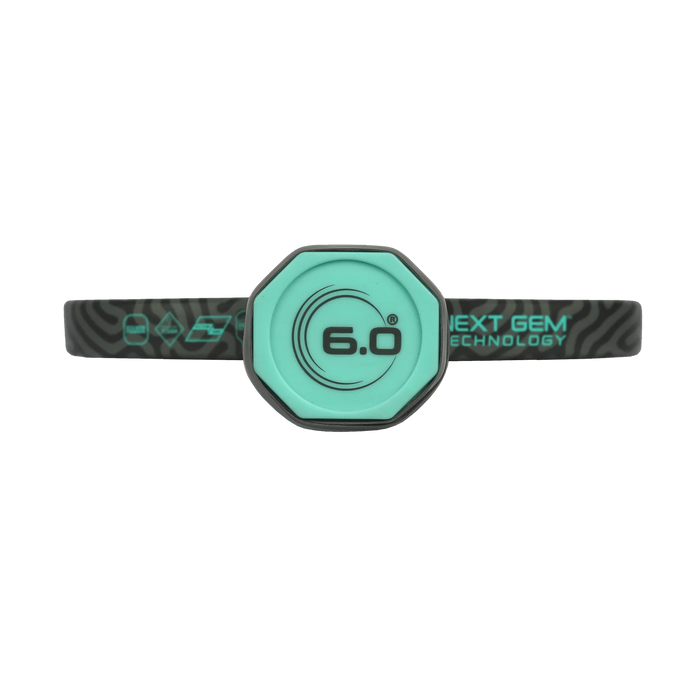 Six Zero Coral Pro Widebody 16mm pickleball paddle in Electric Blue, butt cap detail