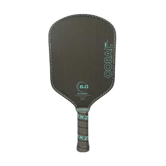 Six Zero Coral Pro Hybrid 16mm pickleball paddle in Electric Blue, front view