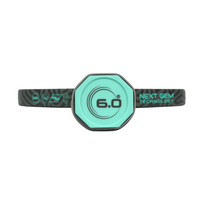 Six Zero Coral Pro Hybrid 16mm pickleball paddle in Electric Blue, butt cap detail