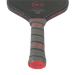 Six Zero Coral Pro Hybrid 16mm pickleball paddle in Infrared, handle and throat detail