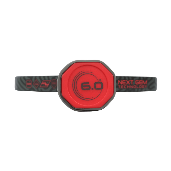 Six Zero Coral Pro Hybrid 16mm pickleball paddle in Infrared, butt cap detail