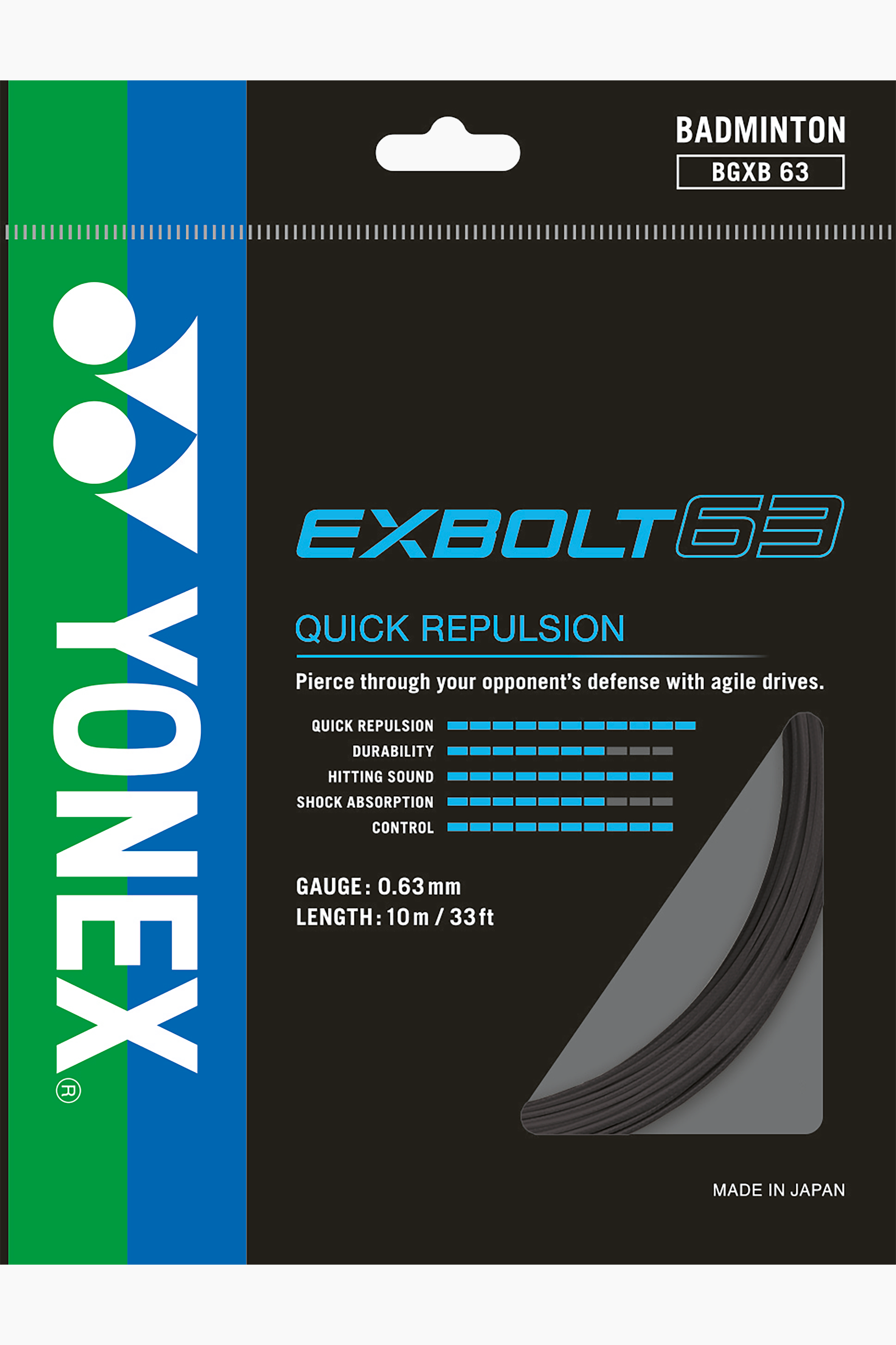 Yonex EXBOLT 63 Badminton String (0.63mm) – Quick Repulsion String