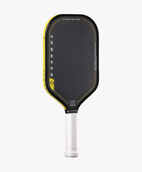 Gearbox Pressure X 8E paddle, full reverse view with Gearbox branding and white handle
