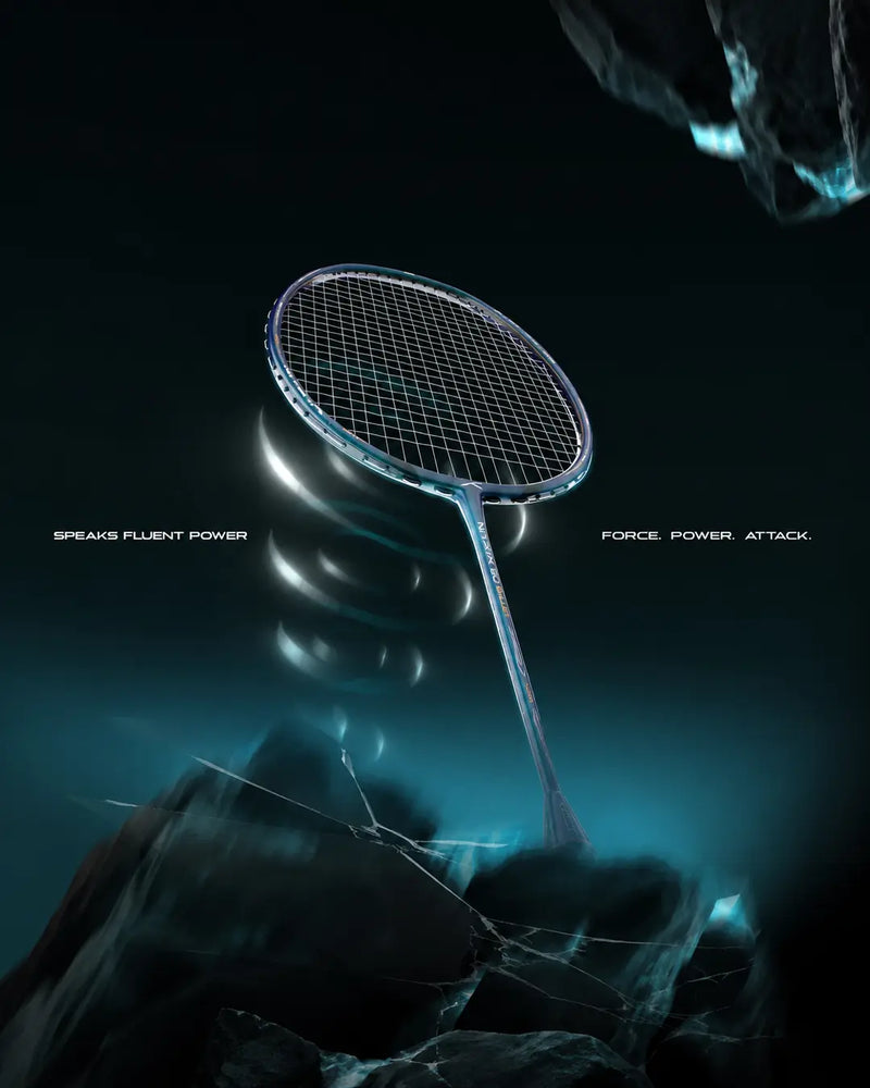 Hundred Nitrix 80 Bullet badminton racket with Force. Power. Attack. campaign artwork