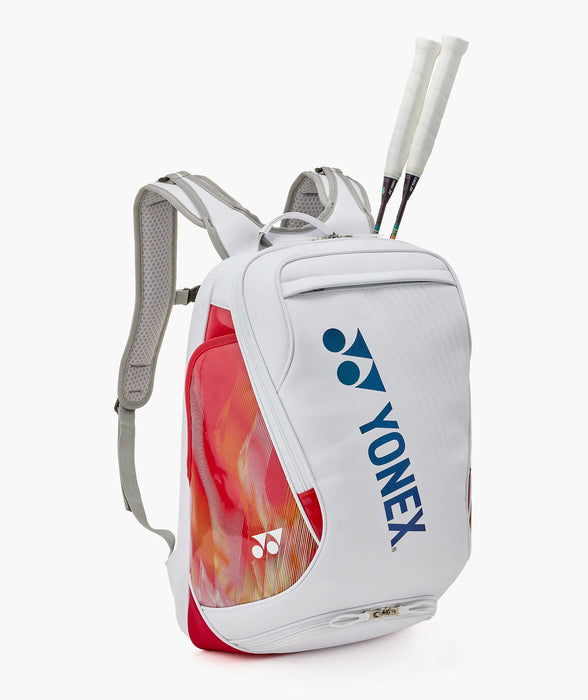 Yonex Expert Backpack BA02612 White carrying two badminton racquets