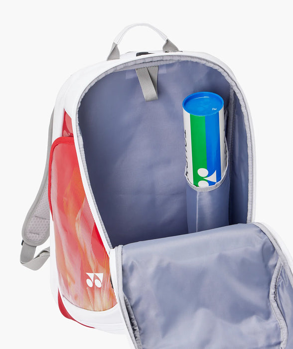 Yonex Expert Backpack BA02612 interior with dedicated shuttlecock tube holder