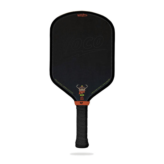 Bread & Butter LOCO 16mm Hybrid Black paddle, front view with black edge and perforated grip