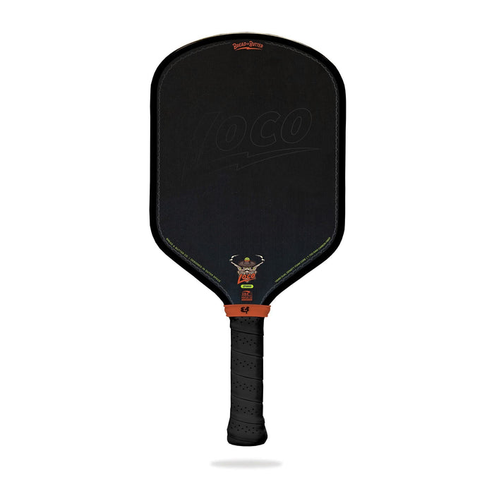 Bread & Butter LOCO 16mm Hybrid Black paddle, front view with black edge and perforated grip