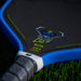 LOCO Hybrid Azul close-up showing textured carbon face, blue edge and gray handle
