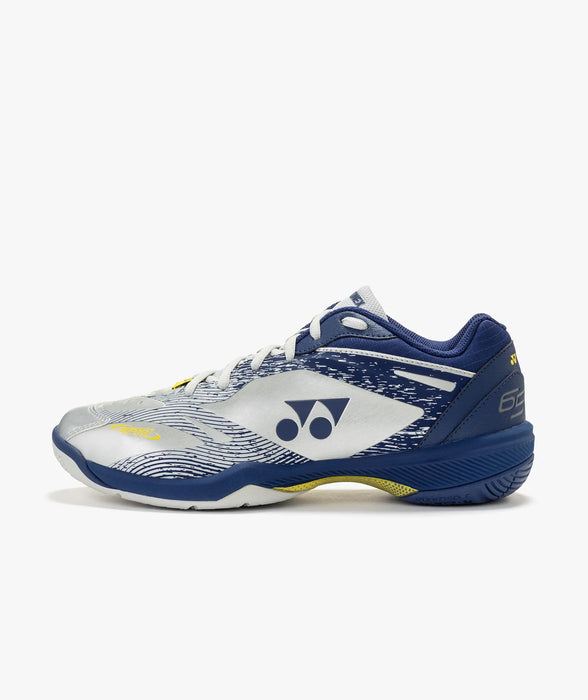Yonex Power Cushion 65 Z VA men's shoe in Silver/Navy, outer side profile