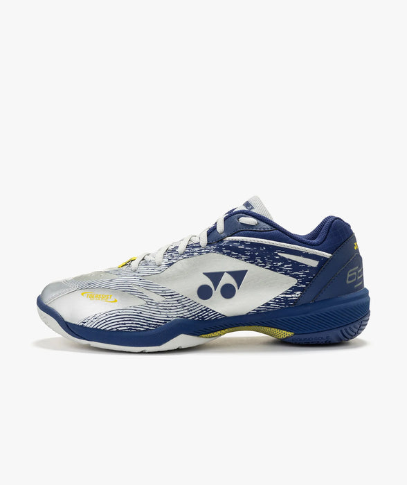 Yonex Power Cushion 65 Z VA Wide badminton shoes in Silver/Navy, outer side profile
