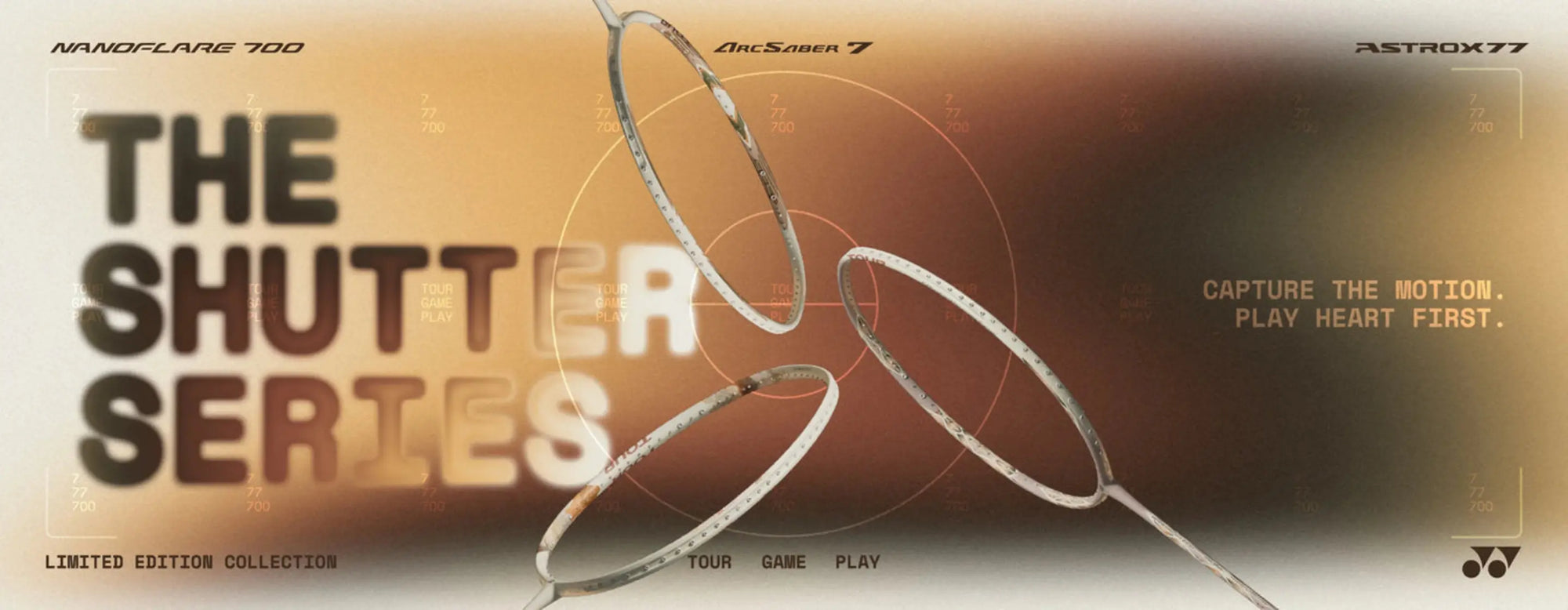 Yonex Shutter Series limited-edition Nanoflare 700, Arcsaber 7 and Astrox 77 badminton rackets