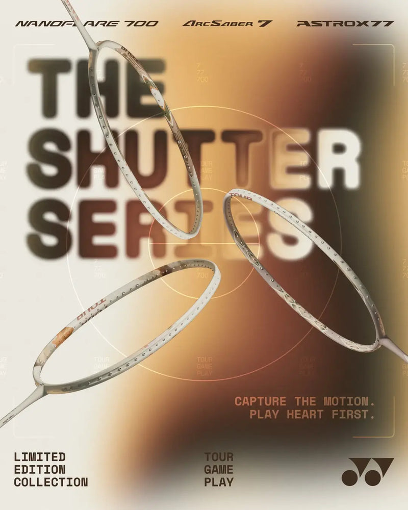 Yonex Shutter Series limited-edition Nanoflare 700, Arcsaber 7 and Astrox 77 badminton rackets