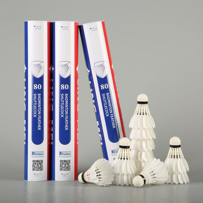 Lingmei 80 Badminton Shuttlecocks (Goose Feather) on sale at Badminton Warehouse