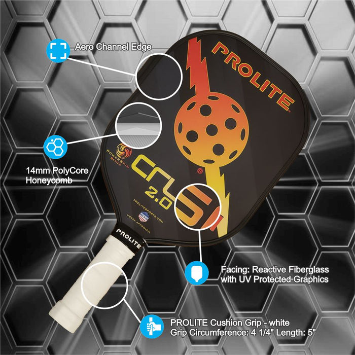 Prolite Crush Powerspin 2.0 Pickleball Paddle on sale at Badminton Warehouse