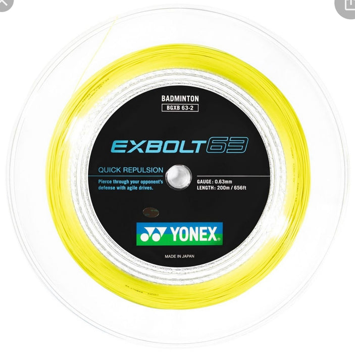 Yonex Exbolt 63 Badminton String [200m Reel] Yellow