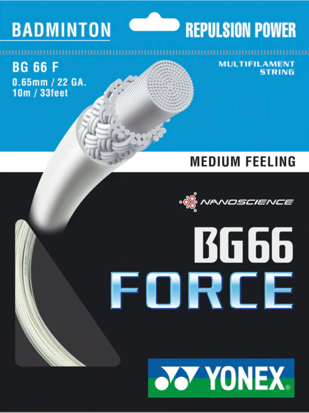 YONEX BG66 FORCE ホワイト 200m Yonex BG 66 Force 200m Badminton String (Cyan) - JoyBadminton